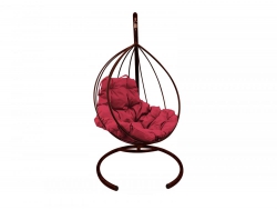 Подвесное кресло Кокон Капля каркас коричневый-подушка бордовая