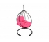 Подвесное кресло Кокон Капля каркас чёрный-подушка розовая