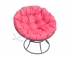 Кресло Папасан пружинка без ротанга каркас серый-подушка розовая