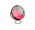 Кресло Кокон Круглый вращающийся ротанг каркас коричневый-подушка розовая
